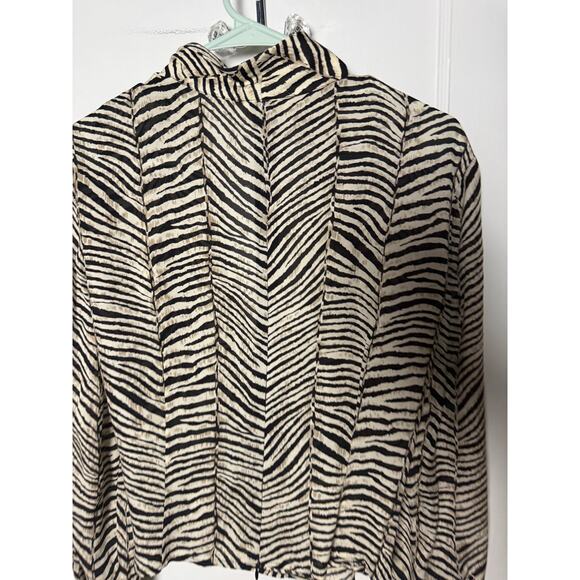 Vintage Neiman Marcus Silk Zebra Print Wrap Top Blouse 00s Y2K Women's Size 12 - Picture 7 of 7